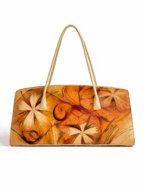 Bambas Hand Painted Leather Shoulder Bag One of a Kind Wearable Art Butterfly